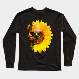 bizarre Skull with Sunflower Long Sleeve T-Shirt